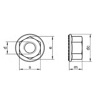 1 - DADO FLANG.Z. SIM.DIN6923-M10-A2