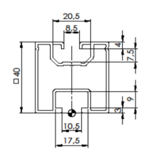 1 - PROFILO W1-MM40X40XL.3100-AL