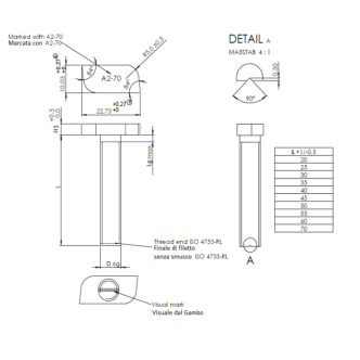 1 - Vite Testa a Martello 28/15-M10x25-A2