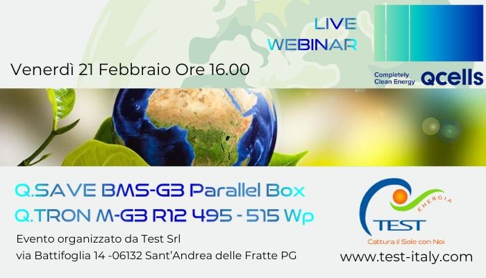 Evento WEBINAR Qcells – Nuove Soluzioni per Accumulo e Moduli Fotovoltaici