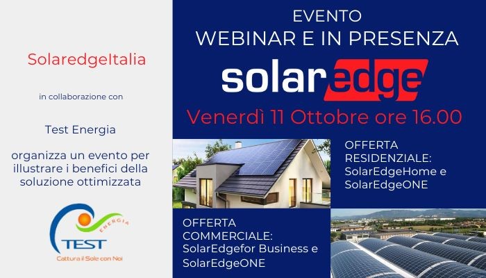Evento Formazione SolarEdge – Soluzioni Residenziali e Commerciali Ottimizzate